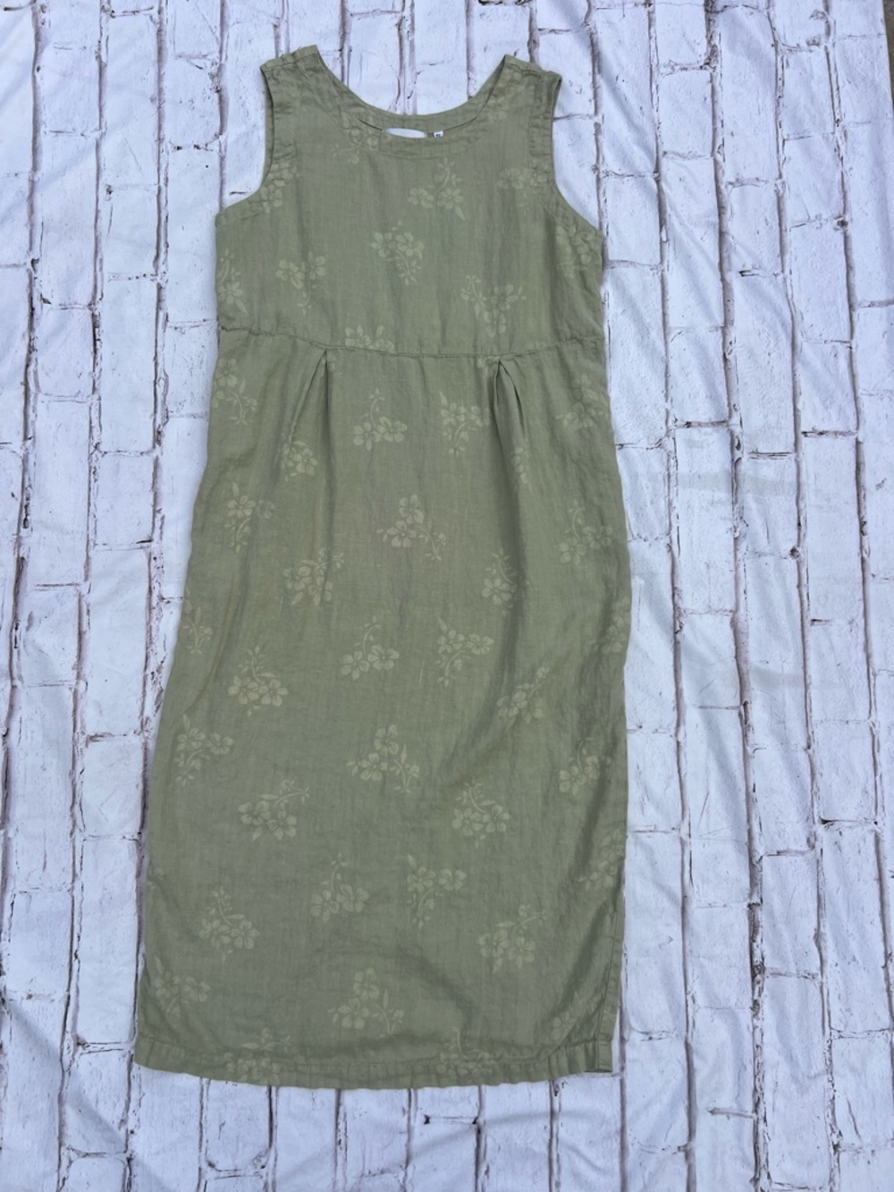 J. Jill Olive Green Sleeveless Maxi Dress 100% Linen